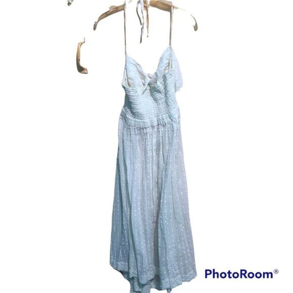 Free People cream Sundaes & Sprinkles Midi Dress Wrap Cut Out Halter tie… - Picture 7 of 11